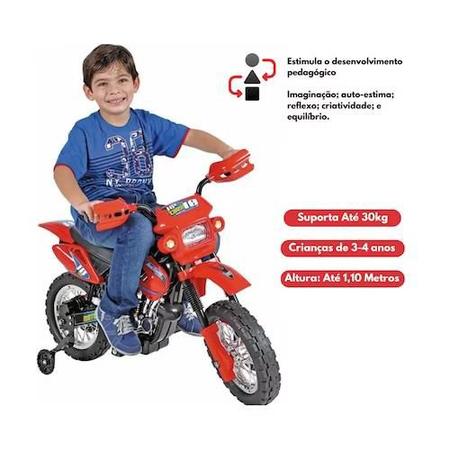 Imagem de Mini motocross vermelha elétrica motinha infantil playduo