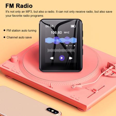 Imagem de Mini Mp3 Player Ruizu 16gb M4 Bluetooth Tela Touch Mp4 Fone Pedômetro Corrida Música Rádio FM Gravador