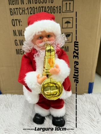 Imagem de Mini Papai Noel Com Saxofone Musical Dançarino E Luz A Pilha