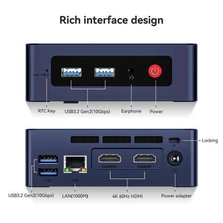 Imagem de Mini PC Beelink N95 Intel 12º 8 GB RAM 256 GB SSD WiFi 5 4K