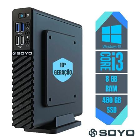 Mini Pc Intel Core I3 10 Geração 480Gb Ssd, 8Gb, Windows 10 - Soyo