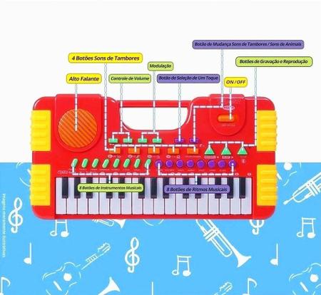 Imagem de Mini Piano Infantil Teclado de Brinquedo Vermelho - My Music