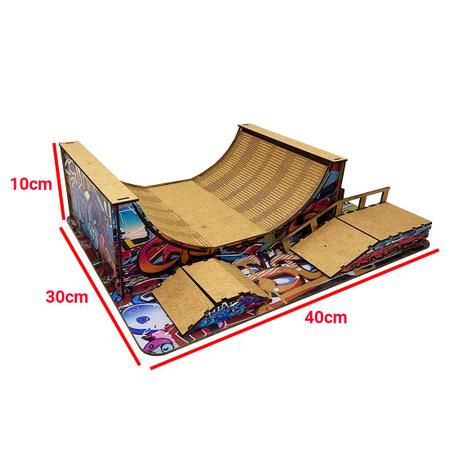 Pista Skate de Dedo para brincar em Mdf 33x6x15cm + Brinde - Loja da Dias