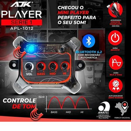 Player Ajk Placa 12v Som Bluetooth Mini Paredão Caixa Bob