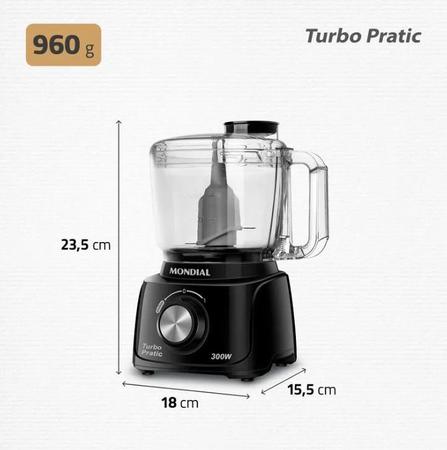 Imagem de Mini Processador de Alimentos 300 Watts Preto Turbo Pratic - MP-16-B - Mondial 110v