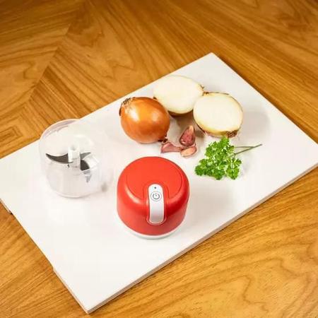 Imagem de Mini Processador Elétrico Triturador Alimentos Bivolt Usb Recarregável Alho Cebola Tomate Vermelho