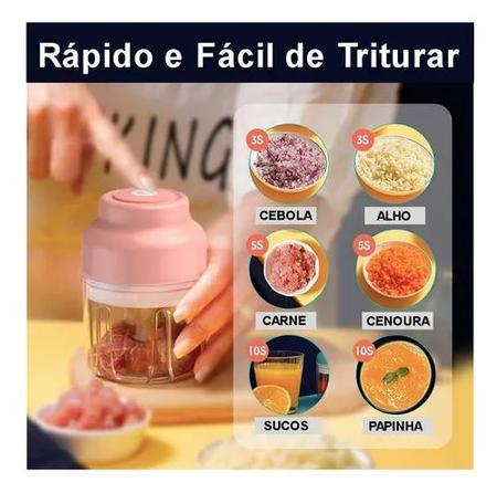 Mini Processador Triturador De Alimentos Elétrico 3 Lâminas - 250ML - ARTX Imagem de Mini Processador Triturador De Alimentos Elétrico 3 Lâminas - 250ML