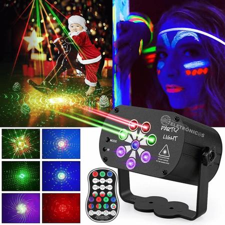 Imagem de Mini Projetor Laser Para Festa, 60 Modos, RGB LED, Dj, Laser, USB, Luz UV Party Light - 194889