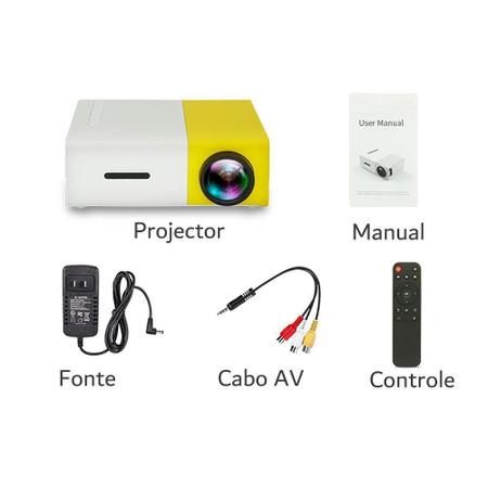 Imagem de Mini Projetor Portátil Led 1080P 600 Lumens Yg 300 Amarelo