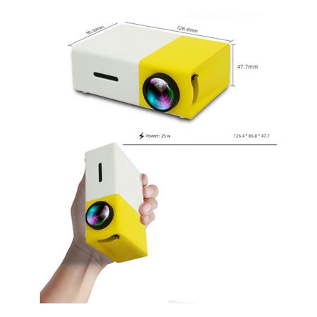 Mini Projetor Portátil Led 1080P 600 Lumens Yg 300 Amarelo - Tyf Imagem de Mini Projetor Portátil Led 1080P 600 Lumens Yg 300 Amarelo