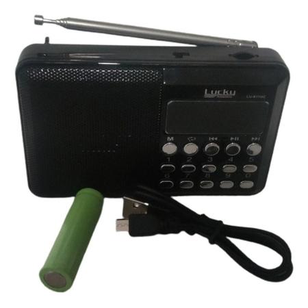 Imagem de Mini Radio Digital de Bolso Recarregável Entrada Fone P2 Usb Cartão + Fone de Ouvido