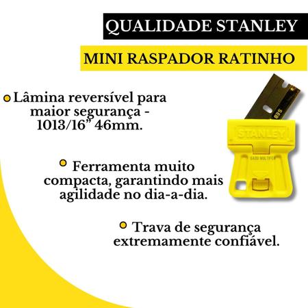 Imagem de Mini Raspador Ratinho Para Insulfilm Stanley 48mm Rejunte Películas Adesivos Vidro Tira Cola Limpeza Raspar 28-100