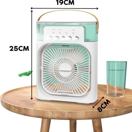 Imagem de Mini Refrigerador De Ar Portátil Ventilador Umidificador Climatizador De Ar Com Leds Reservatorio Para Aromatizante Agua E Gelo