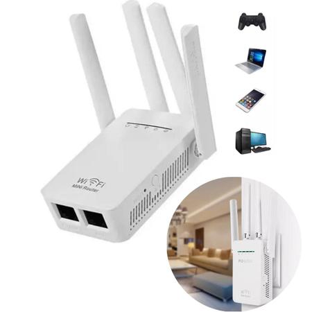 Imagem de Mini Roteador Repetidor WiFi Pix-Link 4 Antenas - Conexão Rápida e Estável