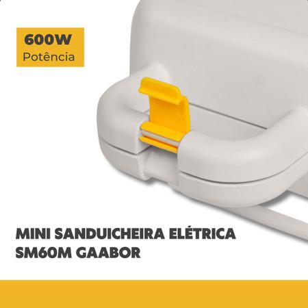 Imagem de Mini Sanduicheira Elétrica SM60M Gaabor Antiaderente Controle Automático 600W Pés Antiderrapantes