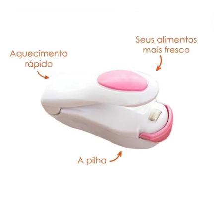 Imagem de Mini Seladora Manual Clip a Pilha com imã Plástico Portátil Lacrar Embalagem Pilha Selador veda Vacuo