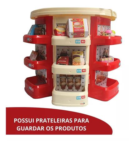 Imagem de Mini Supermercado Infantil Caixa 30 Peças E Cesta Mercadinho Cor Vermelho