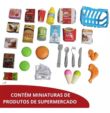 Imagem de Mini Supermercado Infantil Caixa 30 Peças E Cesta Mercadinho Cor Vermelho