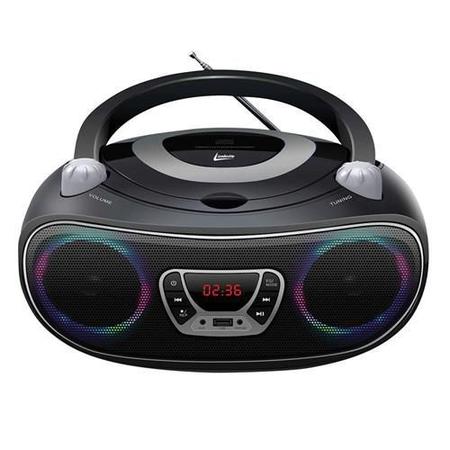 Imagem de Mini System Boombox Bluetooth com Leitor de CD Preto Bivolt - Leadership