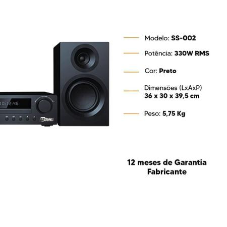 Imagem de Mini System Ss-002 Ssound 330W Cd/Mp3 Bluetooth Rádio-Bivolt