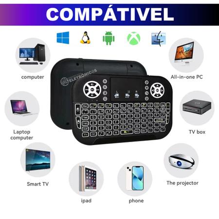 Imagem de Mini Teclado LED Com Bluetooth P/ Smart TV, Notebook, Computador, Desktop, Laptop LE7704