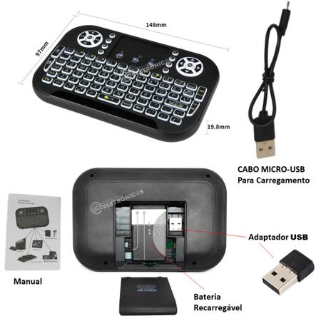 Imagem de Mini Teclado LED Com Bluetooth P/ Smart TV, Notebook, Computador, Desktop, Laptop LE7704