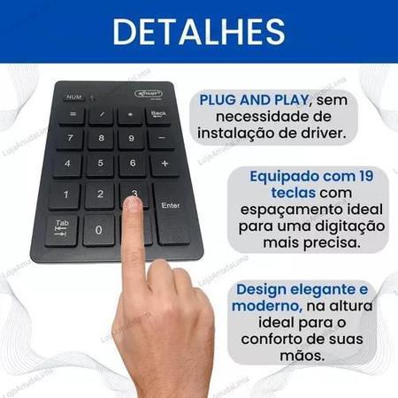 Imagem de Mini Teclado Numérico Sem Fio Para Notebook Original