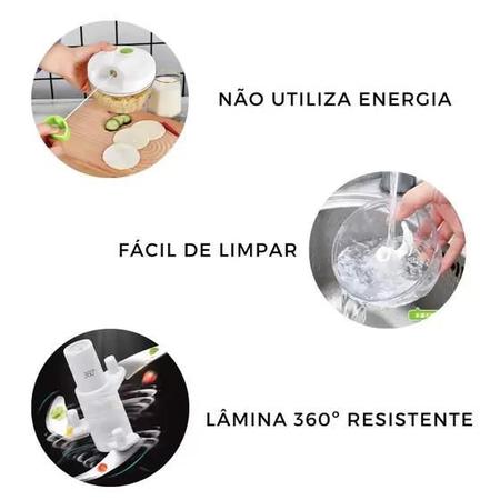 Imagem de Mini Triturador de Alimentos Fatiador Alho 3 Lâminas