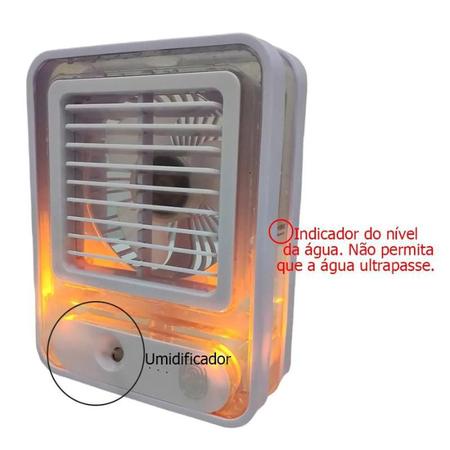 Imagem de Mini Ventilador Climatizador de Mesa Escritório Refrigerador de Ar Portátil USB 3 Velocidades Led Ambientes Pequenos