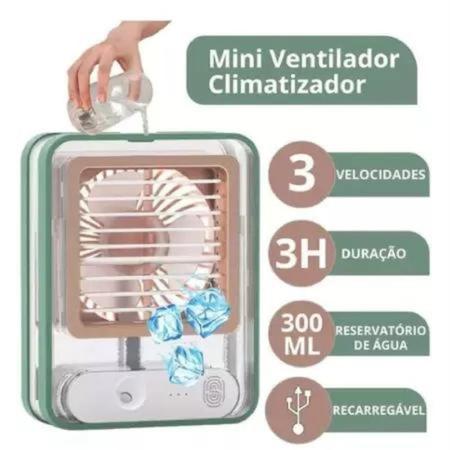 Imagem de Mini Ventilador Climatizador de Mesa Escritório Refrigerador de Ar Portátil USB 3 Velocidades Led Ambientes Pequenos