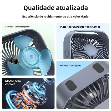 Imagem de Mini Ventilador de Mesa USB Portátil e Silencioso - 3 Velocidades e Fluxo de Ar Forte 360°