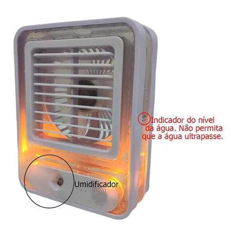 Imagem de Mini Ventilador Portátil 3 Velocidades Led Umidificador Ar