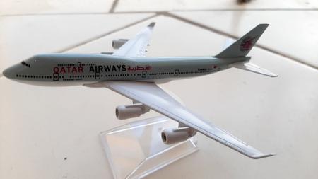 Imagem de Miniatura Avião Aeronave Qatar B747 Metal Lindo a Pronta entrega