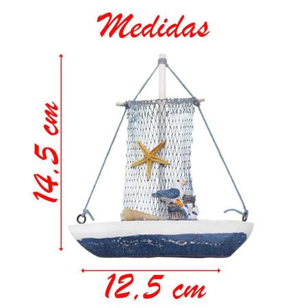 Imagem de Miniatura Barco Navio De Madeira Veleiro Decoração Náutica   14,5cm