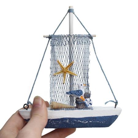 Imagem de Miniatura Barco Navio De Madeira Veleiro Decoração Náutica   14,5cm