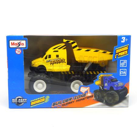 Imagem de Miniatura Caminhão Builder Zone Quarry Monsters Dump Truck Amarelo Maisto 21191