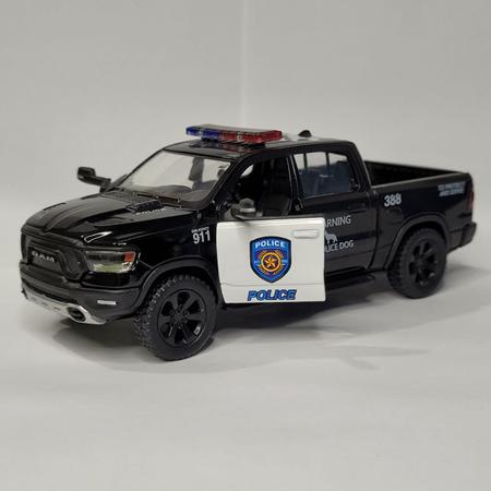 Imagem de Miniatura carrinho de ferro Ram 1500 Policia Preto Coleção