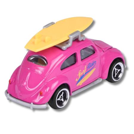 Imagem de Miniatura Carro Volkswagen Fusca Beetle Surf 1/64 Rosa Majorette