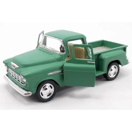 Imagem de Miniatura Chevy Stepside 1955 Kinsmart 1:32 Metal e Fricção Verde Fosco