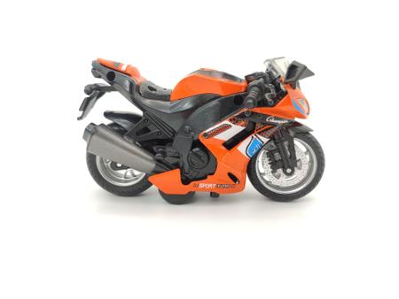 Miniatura de Moto Metal Die-cast Corrida Racing com Som e Fricção