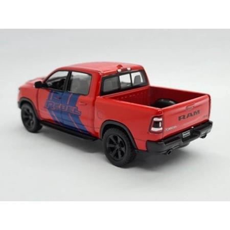 Imagem de Miniatura Dodge RAM 1500 2019 Rebel Kinsmart 1/46 Metal e Fricção Vermelha detalhes Azul