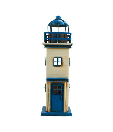 Imagem de Miniatura Farol Cofrinho Detalhes Azul 34x10,5x10,5cm Retrô