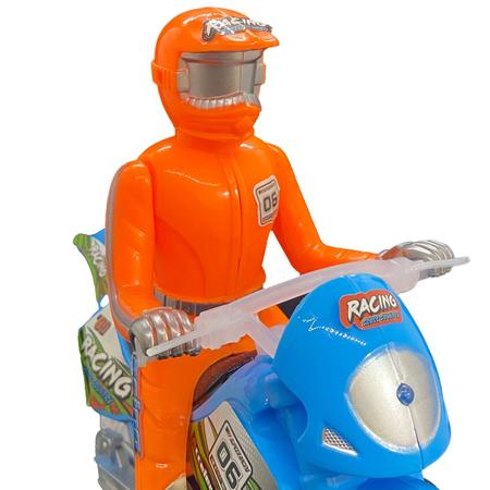 Moto Com Fricção Luz E Som De Corrida Com Boneco - Dm Toys