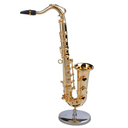 Miniatura Saxofone Tenor Dourado Em Metal Mini Sax Decoração