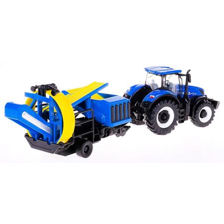 Imagem de Miniatura Trator Agrícola New Holland T7.315 C/ Cultivador Azul Bburago 31678