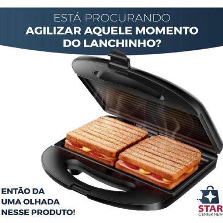 Imagem de Misteira Sanduicheira Elétrica Bak Grill Prime Inox 750w Portátil Potente Com Alça