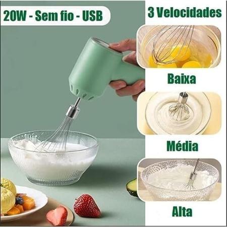 Imagem de Misturador Bebidas Ovos Mini Mixer Fuê Portátil Elétrico Recarregável