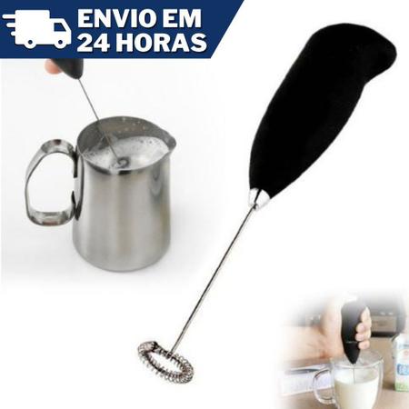 Imagem de Misturador de Bebidas Drinks Mini Mixer Batedor Portátil Pilha Inox Mexedor Eletrico Espuma Leite