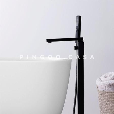 Imagem de Misturador Monocomando de Piso Preto para banheira Santa Maria Pingoo.casa