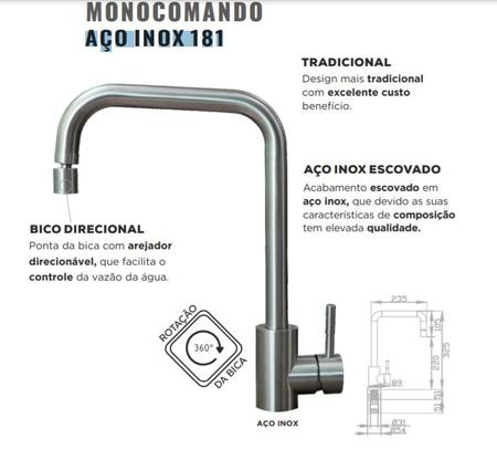 Imagem de Misturador Monocomando DeBacco Inox 181